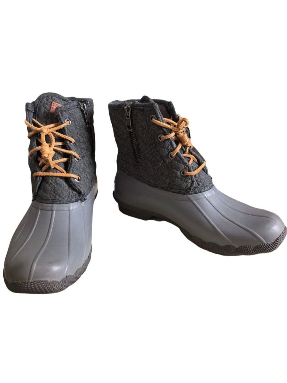 Sperry Duck Boots STS97186 Gray Charcoal Saltwater Rope Womens 6M Quilted Ankle